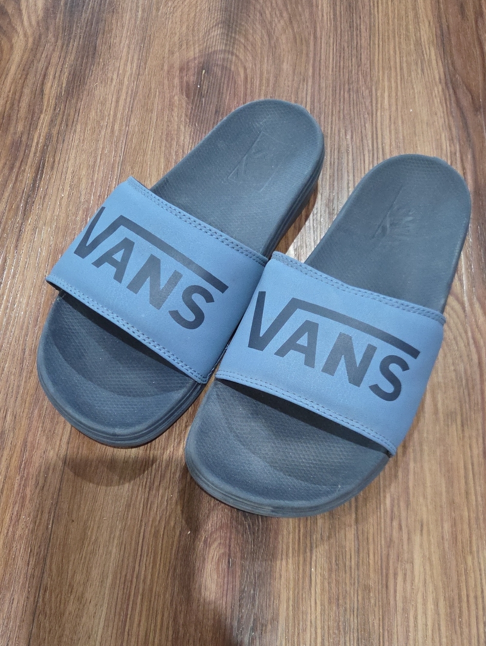 Vans Slate Blue Slide Sandals with Black Logo